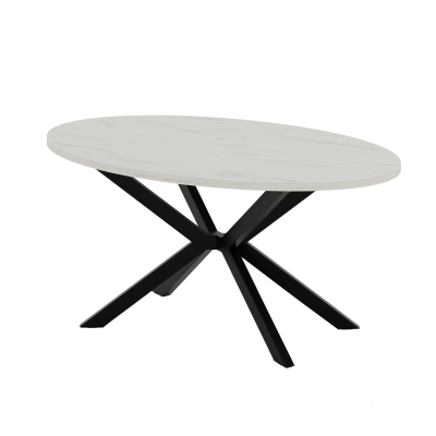 Стол Верона овальный (1600х1000), ЛДСП Дуб белый крафт \ Металлокаркас Черный