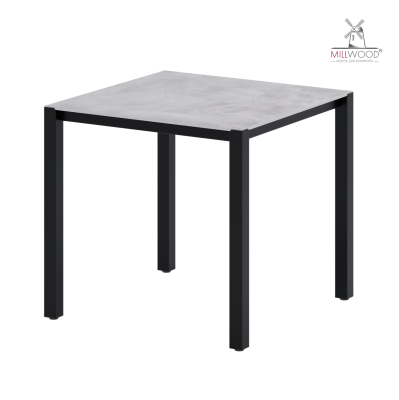 Стол Сеул Керамогранит (800х800), Керамогранит Серый Камень \ Металлокаркас Черный