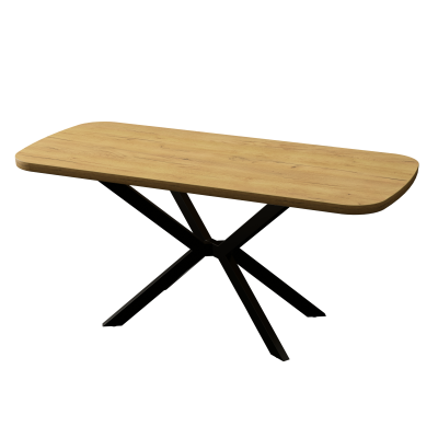 Стол обеденный Верона (1800х800), ЛДСП Дуб золотой крафт \ Металлокаркас Черный