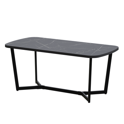 Стол Мюнхен (1600х800), ЛДСП Мрамор Неро \ Металлокаркас Черный