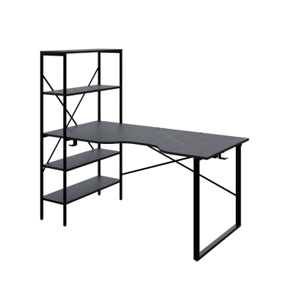 Стол компьютерный Бостон (1600х800), ЛДСП Мрамор Неро \ Металлокаркас Черный