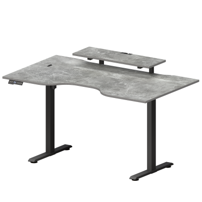 Стол подъемный Лайт с вырезом (1400x800) ЛДСП Бетон \ Металлокаркас Черный