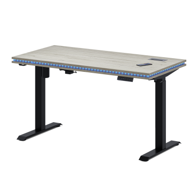 Стол Подъемный с подсветкой (1400х700), ЛДСП Дуб белый крафт \ Металлокаркас Черный