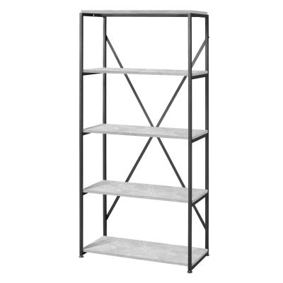 Стеллаж Лофт CH-1, ЛДСП Бетон / Металлокаркас Черный