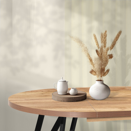 Стол раздвижной Женева 3 (D1000/1400х1000), ЛДСП Дуб золотой крафт / Металлокаркас Черный