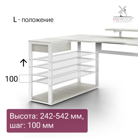 Стол Каир Угловой (1600х1200), ЛДСП Дуб белый крафт / Металлокаркас Белый