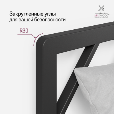 Изголовье для кровати Афина 1800 (180х62 см), Металлокаркас Черный