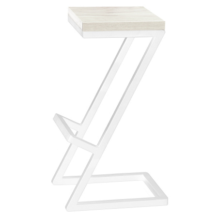 Стул барный Бран 2, ЛДСП Дуб белый крафт / Металлокаркас Белый