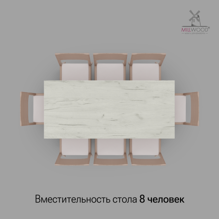 Стол Сеул (1800х800), ЛДСП Дуб белый крафт \ Металлокаркас Черный