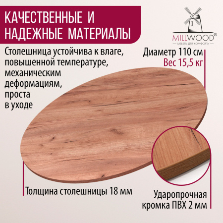 Столешница D1100х18, ЛДСП Дуб табачный крафт