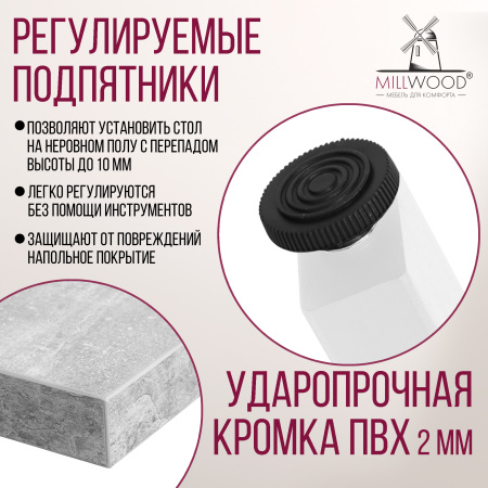 Стол Прага (1000х700) 18мм, ЛДСП Бетон / Металлокаркас Белый Стол Прага (1000х700) 18мм, ЛДСП Бетон / Металлокаркас Белый