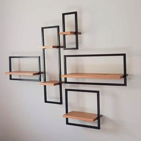 Полка навесная каркасная 300x150x300, ЛДСП Дуб табачный крафт / Металлокаркас Графит