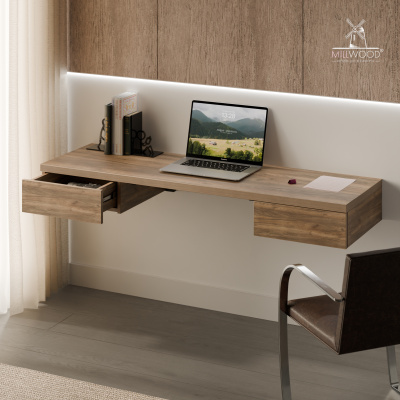 Стол консольный Берген (1600х500), ЛДСП Дуб табачный крафт \ Металлокаркас Черный