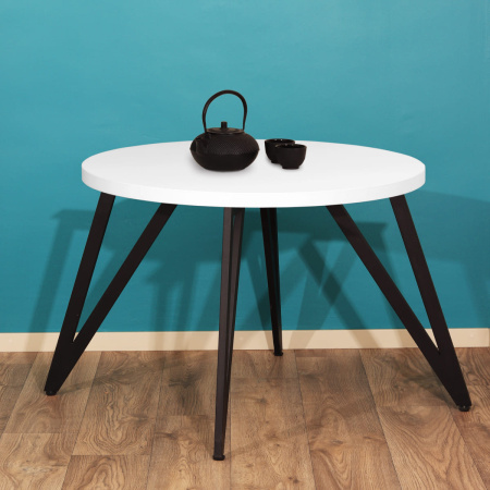 Стол Женева 2 (D900), ЛДСП Белый / Металлокаркас Графит