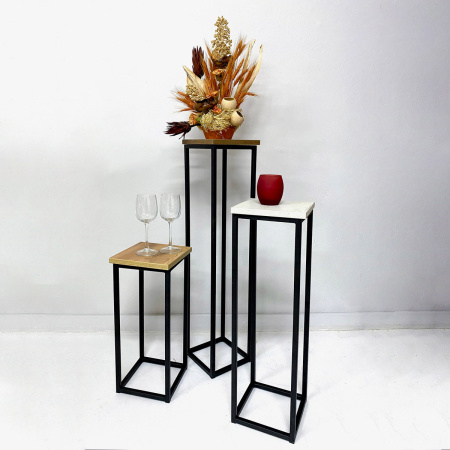 Подставка декоративная 210x210x500, ЛДСП Дуб табачный крафт / Металлокаркас Черный Подставка декоративная 210x210x500, ЛДСП Дуб табачный крафт / Металлокаркас Черный