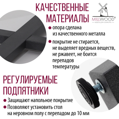 Стол Орлеан (D900) 18мм, ЛДСП Бетон / Металлокаркас Графит