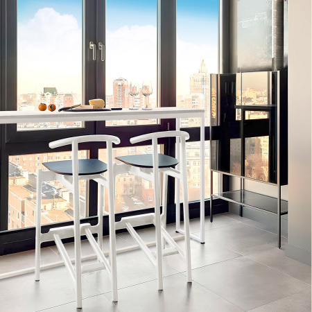 Стол барный Сидней (1200x600), ЛДСП Дуб белый крафт / Металлокаркас Белый