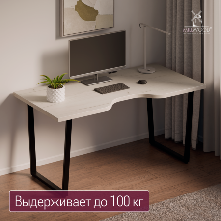 Столешница с вырезом 1800х800х36, ЛДСП Дуб белый крафт \ Металлокаркас Черный