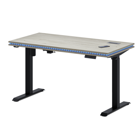 Стол Подъемный с подсветкой (1400х700), ЛДСП Дуб белый крафт \ Металлокаркас Черный