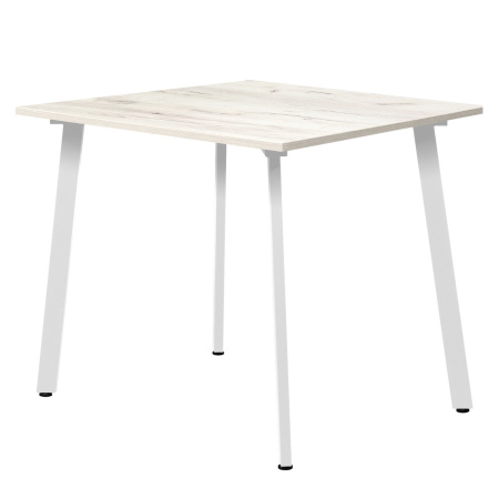 Стол Шанхай (900х900) 18мм, ЛДСП Дуб белый крафт / Металлокаркас Белый