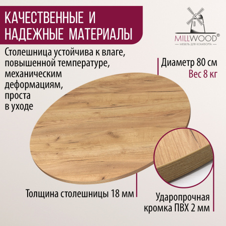 Столешница D800х18, ЛДСП Дуб золотой крафт