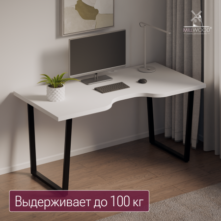 Столешница с вырезом 1800х800х36, ЛДСП Белый / Металлокаркас Белый