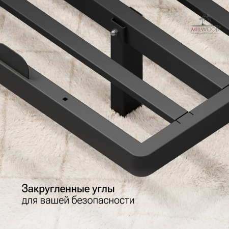 Кровать двуспальная Афина с RGB-подсветкой C изголовьем (2000х1800), Металлокаркас Черный 