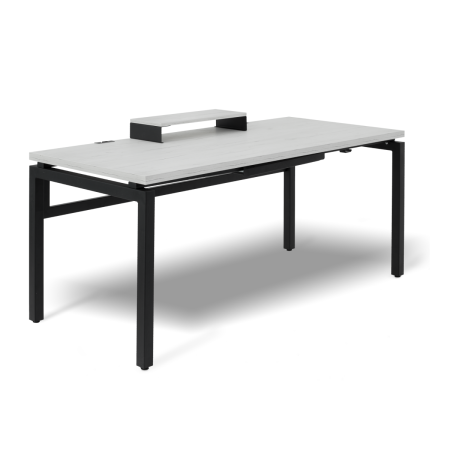 Стол Будапешт с выдвижным ящиком (1800х800) 36 мм ЛДСП Дуб белый крафт \ Металлокаркас Черный