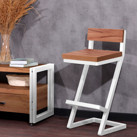 Стул барный Оберг 2, ЛДСП Дуб табачный крафт / Металлокаркас Белый