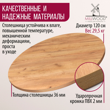 Столешница D1200х36, ЛДСП Дуб золотой крафт