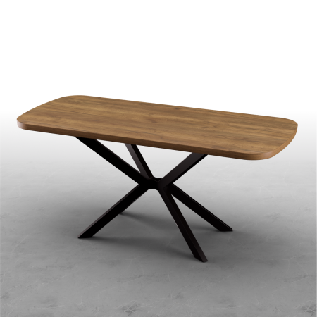 Стол Верона овальный (1800х800), ЛДСП Дуб табачный крафт \ Металлокаркас Черный