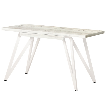 Стол раздвижной Женева 3 (1200/1600х800), ЛДСП Дуб белый крафт / Металлокаркас Белый