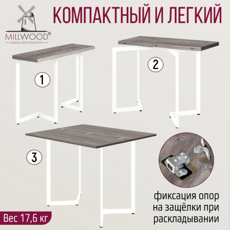 Стол-консоль Арлен 1, ЛДСП Сосна пасадена / Металлокаркас Белый