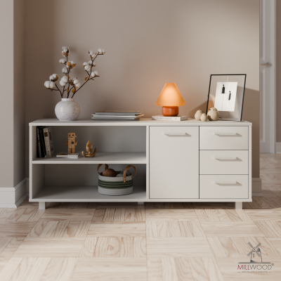 Тумба Олесунн правая, ЛДСП Белый / Металлокаркас Белый