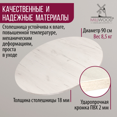 Столешница D900х18, ЛДСП Дуб белый крафт