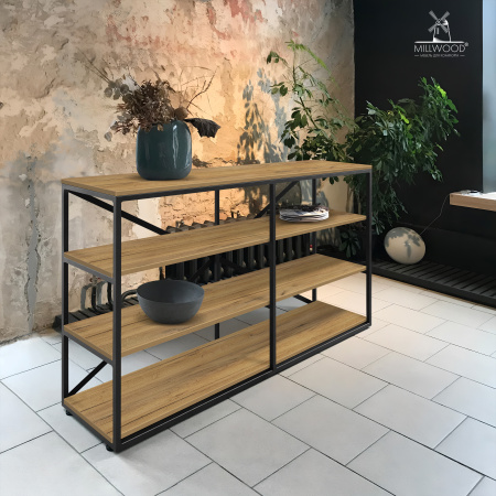 Стеллаж Лофт OR-1, ЛДСП Дуб золотой крафт / Металлокаркас Графит