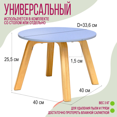 Табурет (подставка) D336х255 (Только по наличию заготовок!), Лавандовый / Береза Табурет (подставка) D336х255 (Только по наличию заготовок!), Лавандовый / Береза