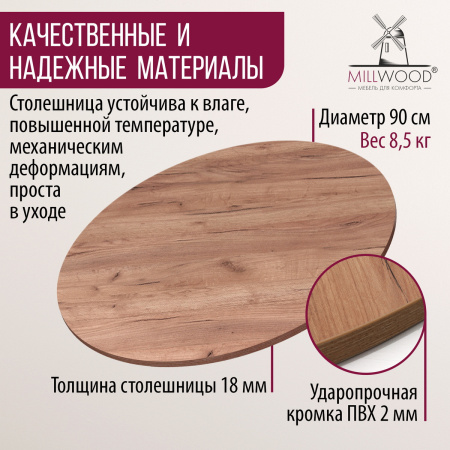 Столешница D900х18, ЛДСП Дуб табачный крафт