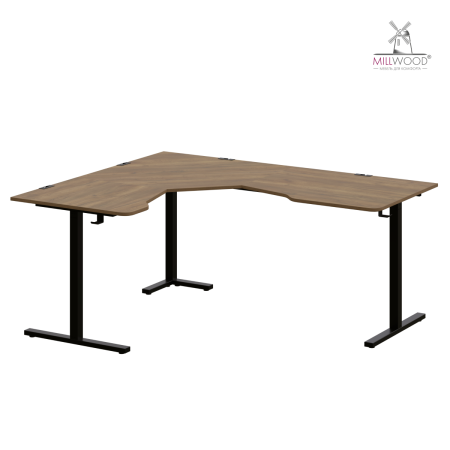 Стол угловой Турин 1500х1800 Дуб табачный крафт / Металлокаркас Черный