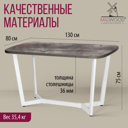 Стол Мюнхен (1300х800), ЛДСП Сосна пасадена / Металлокаркас Белый Стол Мюнхен (1300х800), ЛДСП Сосна пасадена / Металлокаркас Белый