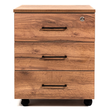 Тумба офисная подкатная с замком, ЛДСП Дуб табачный крафт