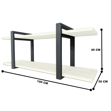 Полка настенная 1000х300х400, ЛДСП Белый / Металлокаркас Графит