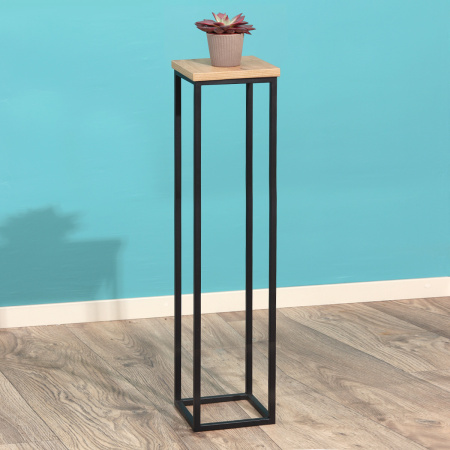 Подставка декоративная 210x210x900, ЛДСП Дуб золотой крафт / Металлокаркас Черный