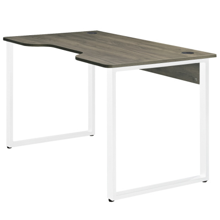 Стол Гонконг с вырезом (1300х700) 18 мм, ЛДСП Сосна пасадена / Металлокаркас Белый