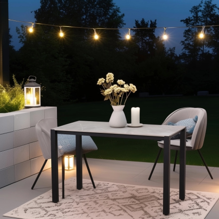 Стол Сеул Керамогранит (1200х600), Керамогранит Бетон Клифф / Металлокаркас Черный