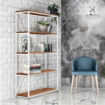 Стеллаж Лофт СН-1, ЛДСП Дуб табачный крафт / Металлокаркас Белый Стеллаж Лофт СН-1, ЛДСП Дуб табачный крафт / Металлокаркас Белый