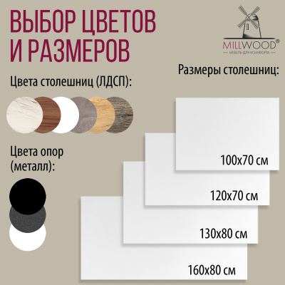 Стол Дели (1000х700) 18мм, ЛДСП Белый / Металлокаркас Черный Стол Дели (1000х700) 18мм, ЛДСП Белый / Металлокаркас Черный