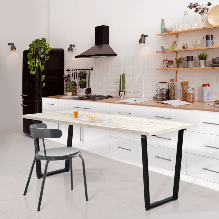 Стол Уэльс (1600х800), ЛДСП Дуб белый крафт / Металлокаркас Черный