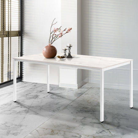 Стол Сеул (1600х800), ЛДСП Дуб белый крафт / Металлокаркас Белый