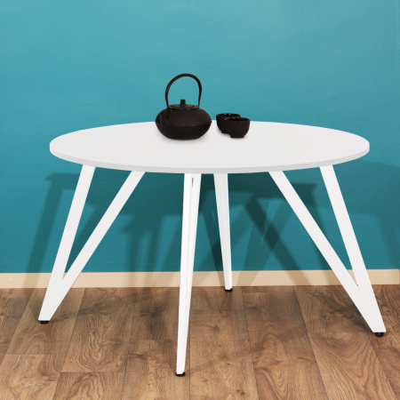 Стол Женева 2 (D1200) 18мм, ЛДСП Белый / Металлокаркас Белый